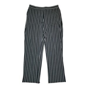 Susan Graver Pants Womens Size Medium Black Striped Pull On Liquid Knit Stretch